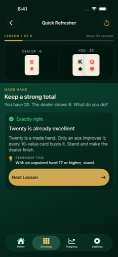A guided blackjack lesson